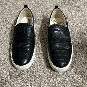 Sam Edelman Lacey Black Crocodile Loafers US SZ 9.5 Slip On Casual Sneaker